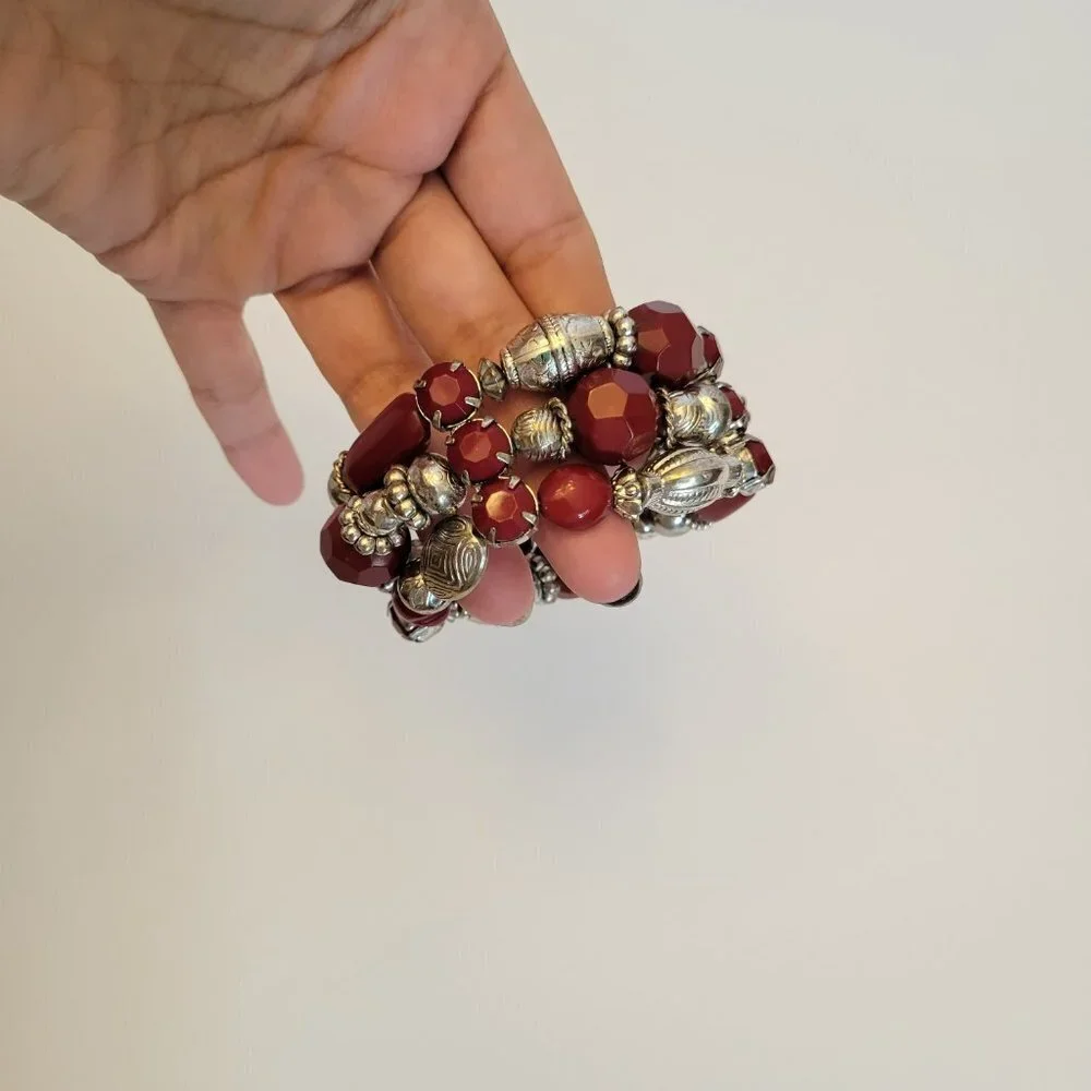 Chunky Red Beaded Bracelet